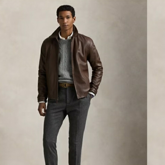 NWT Polo Ralph Lauren Leather Jacket - Biscon Brown - Picture 9 of 16